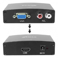 CONVERSOR VGA DB15 FEMEA X HDMI FEMEA + AUDIO RCA LOTUS LT-108 AD0159